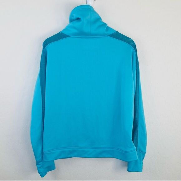 Under Armour teal blue mesh sleeve detail cowl sweatshirt large - Picture 2 of 6